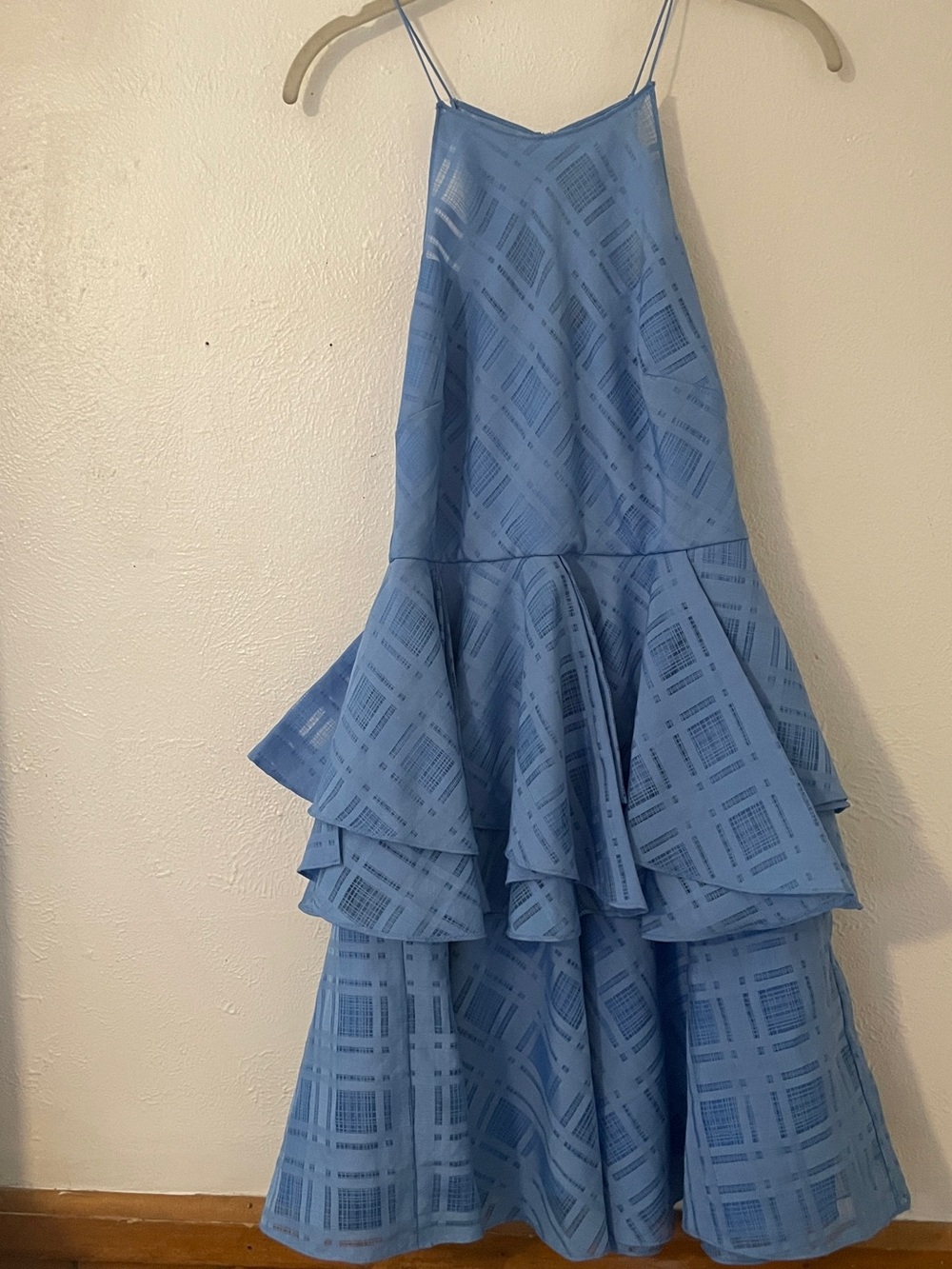 Belle Badgley Mischka Periwinkle Blue Tiered Ruffle Knee Length Dress Size 4
